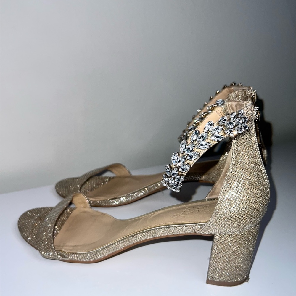 Gold Jewel Badgley Mischka Wedding Heels – Size 9.5 - Picture 4 of 10